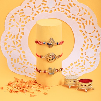 Set Of 3 Fancy Rakhi Combo