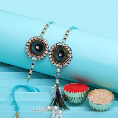 Ethnic Peacock Bhaiya Bhabhi Rakhi