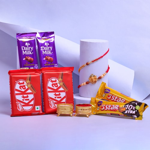 Buy Set Of 2 Devotional Rakhi With Cadbury Celebration Pack