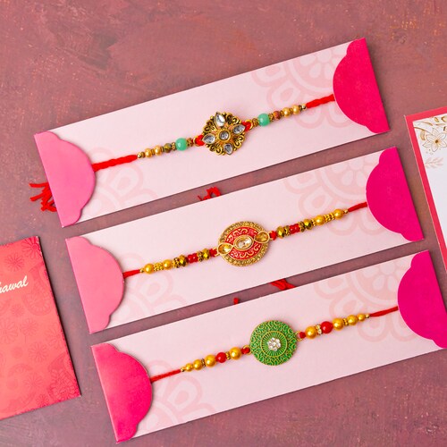 Buy Set Of 3 Beautiful Stone Rakhi