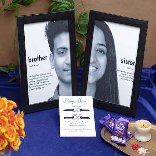 Buy Meaningful Siblings Photo Frame And Infinity Rakhi Combo