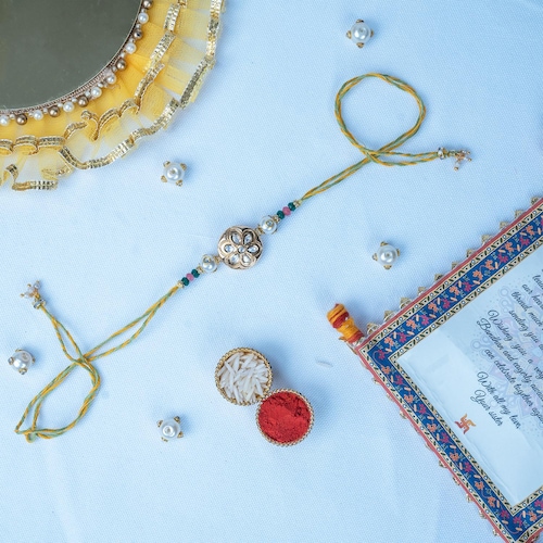 Buy Royal Kundan Rakhi With Rakhi Scroll