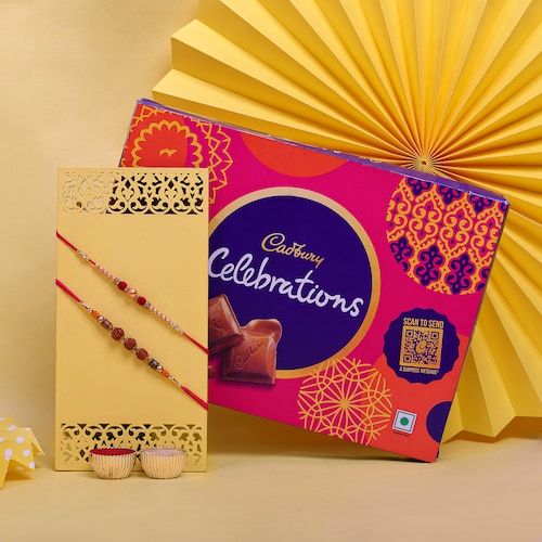 Buy Set Of 2 Rakhi And Cadbury Celebration Chocolate 140 gms