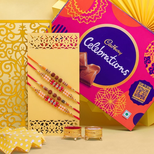 Buy 4 Set Of Rakhi With Chocolate Combo