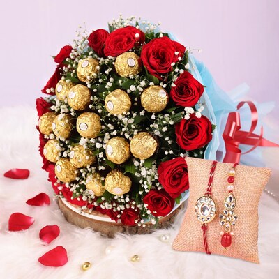 Divineful Ferrero Rocher Bunch With Rakhi