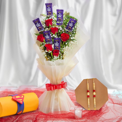 Buy Luxury Style Chocolate Bouquet With Rakhi Combo
