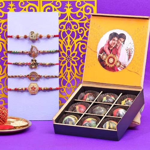 Buy Personalized Chocolate Box And Rakhi Combo