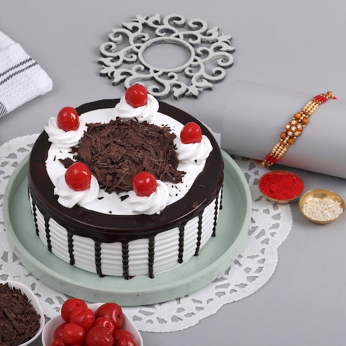 Buy Black Forest Cake With Two Layer Beads Rakhi