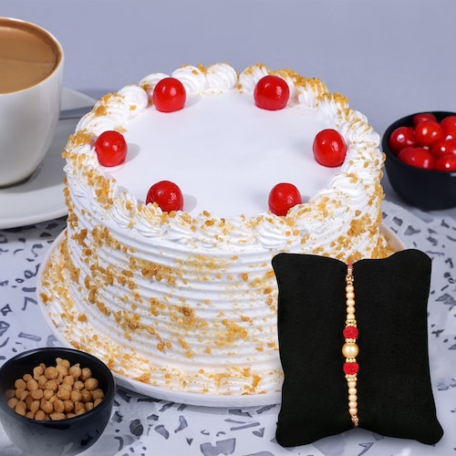 Buy Butter Scotch Cake With Pearl Rakhi For Brother