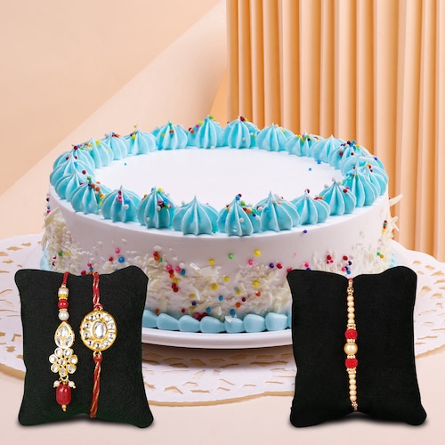 Buy Vanilla Cake With Rakhi Set
