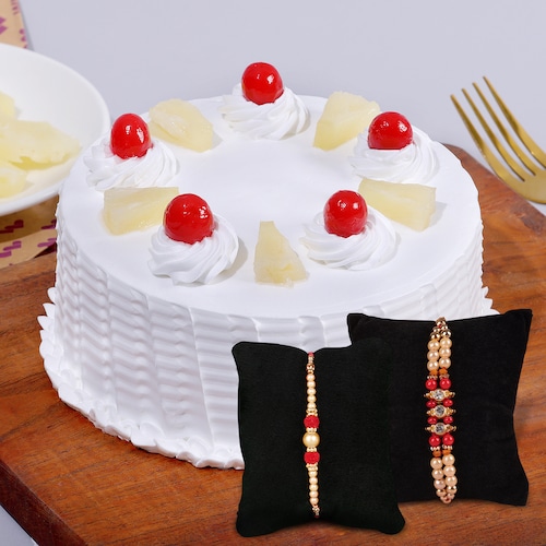 Buy Pineapple Cake With Rakhi Combo