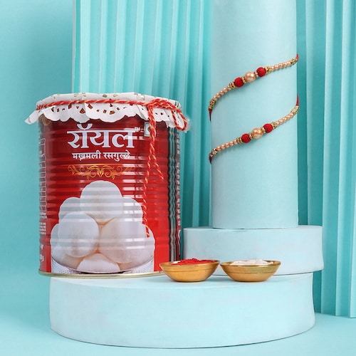 Buy Set 2 Rakhi Set With Rasgulla