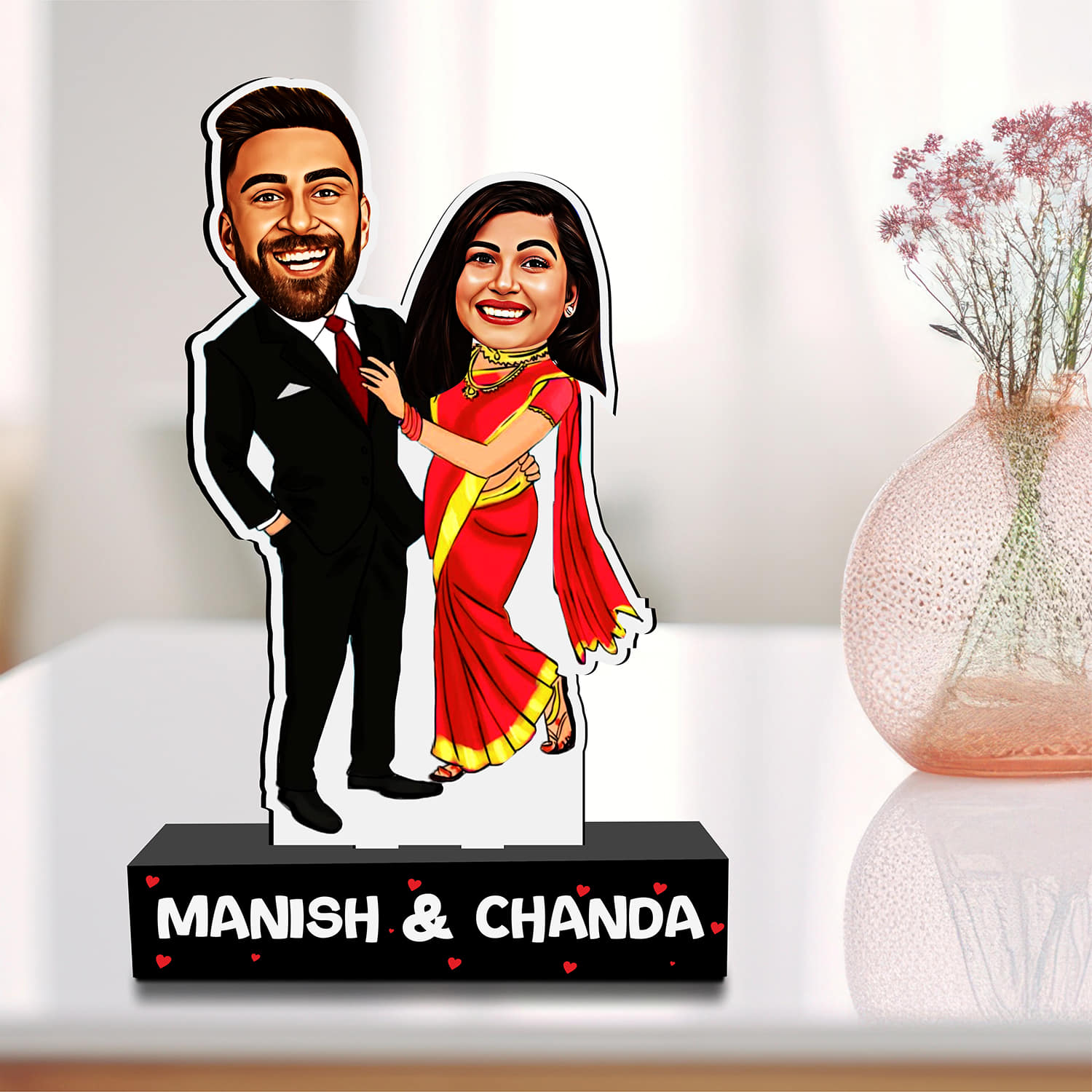 Personalised Caricature Gift For Couple With Name