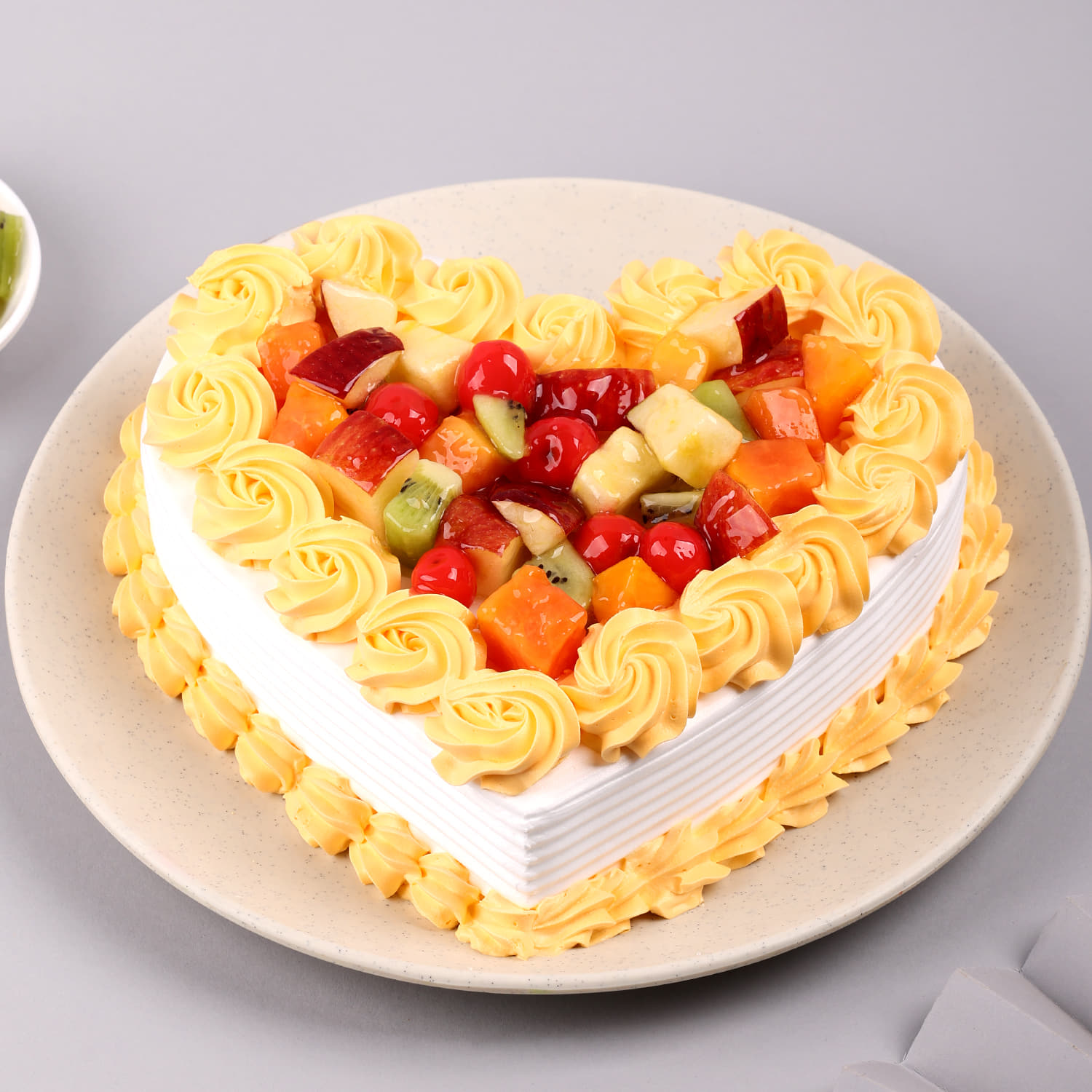 Order & Send Heart Shape Pineapple Fruit Cake Online Same Day from  CakeFlowersGift.com