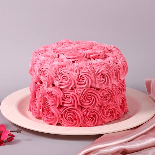 Buy Pink Rosette Vanilla Round Cake