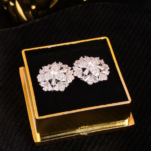 Buy Silver White Embellished Studs