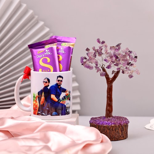 Buy Custom Mug Gift Set with Wish Tree and Chocolates