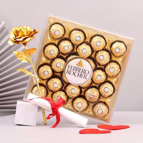 Buy Luxury Extravaganza with Rose Stick and Ferrero