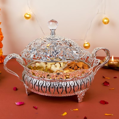 Nuts Indulgence in German Silver Platter
