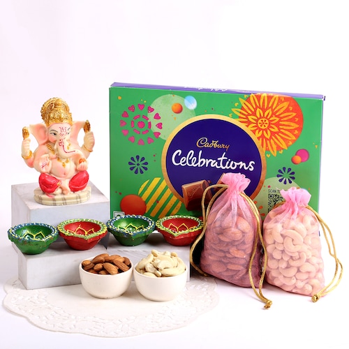 Buy Almonds with Ganesh Idol and Diwali Bottle