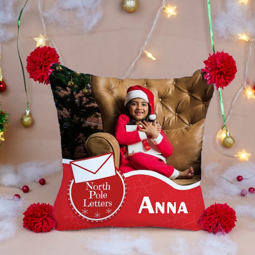 Buy Personalised PomPom Santa Cushion