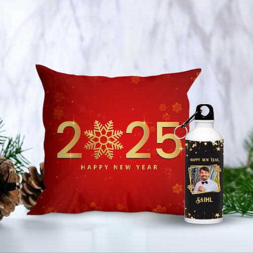 Buy New Year Personalized Sipper and Cushion Duo