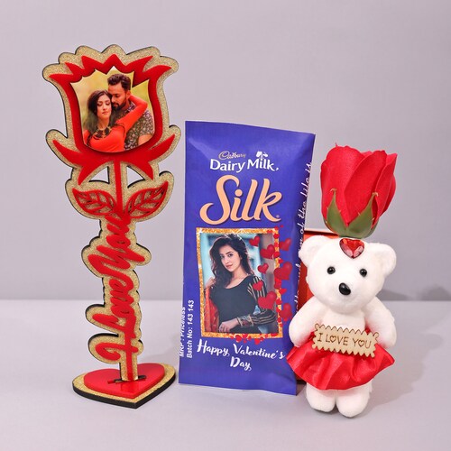 Buy Personlized Rose with Teddy and Chocolate