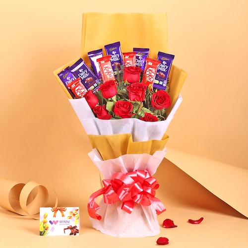 Buy Symphony of Chocolate with Roses Bouquet