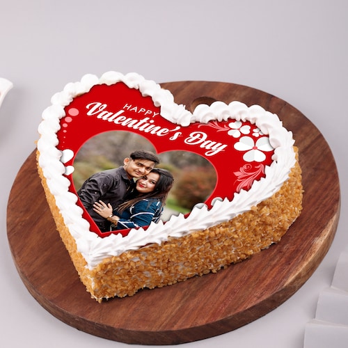 Buy Butterscotch Sweetheart Valentine Photo Cake