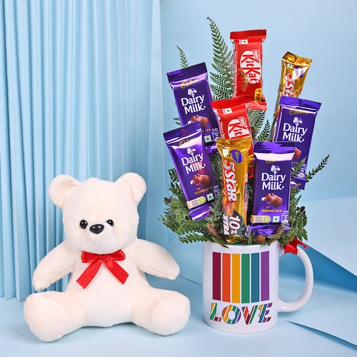 Buy Love Combo of Chocolates with Mug and Teddy