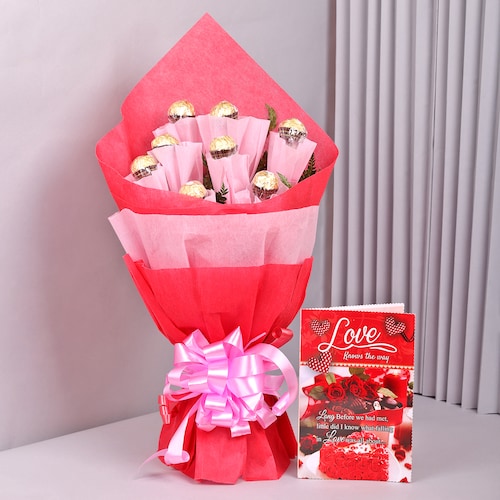 Buy Royal Ferrero Double Layer Bouquet with Greeting Card