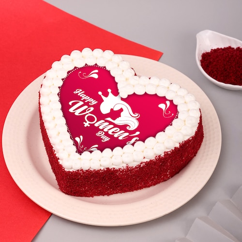 Buy Womens Day Red Velvet Heart Shape Cake