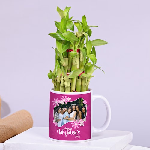 Buy Lucky Bamboo with Personalized Womens Day Mug