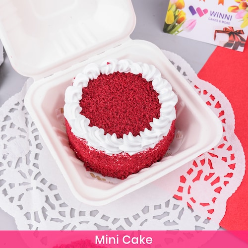 Buy Mini Red Velvet Round Shape Cake 300 Gm