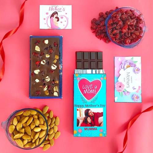 Buy Personalised Mothers Day Dryfruits Chocolate and Greeting