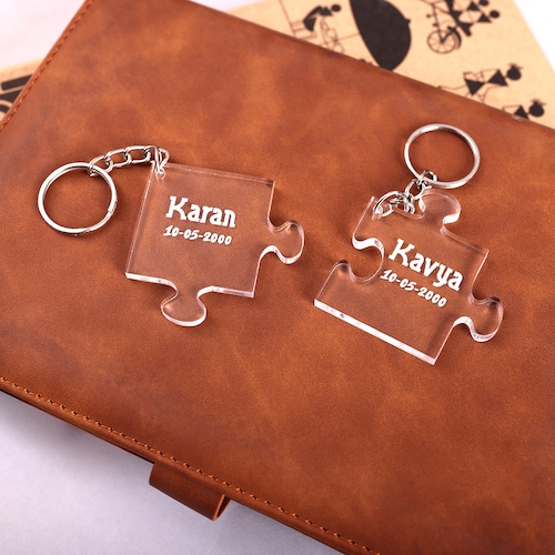 Buy Personalised Couples Engraved Key Chain