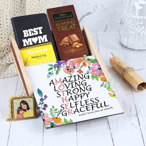 Buy Personalized Wooden Silding Tray with Delightful Chocolates