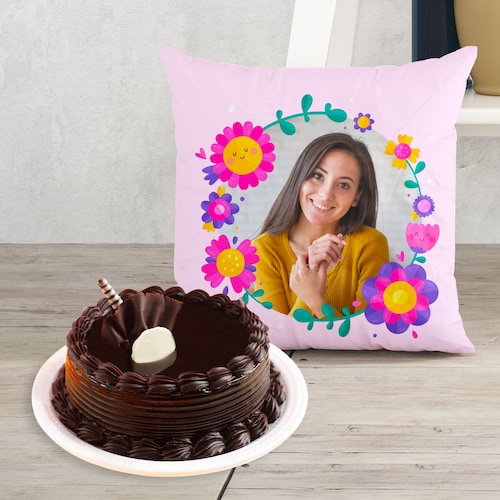Buy Personalised Comfy Cushion With Truffle Cake