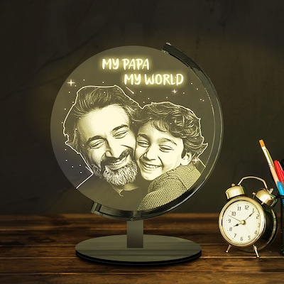 Personalised My World Papa Photo Lamp