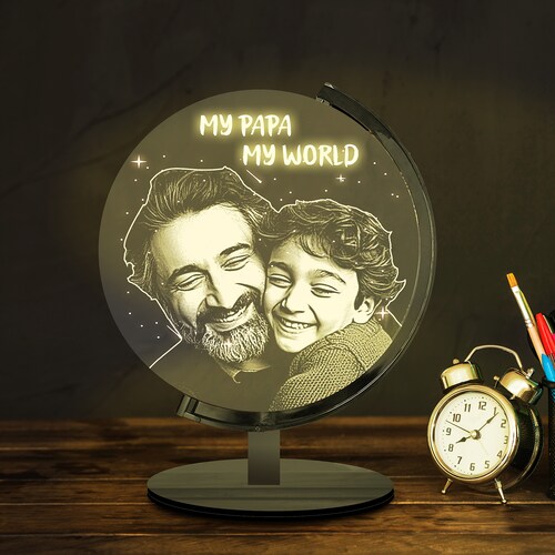 Buy Personalised My World Papa Photo Lamp