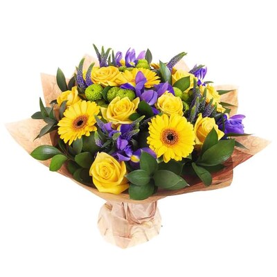 Bouquet of Yellow Roses and Gerberas