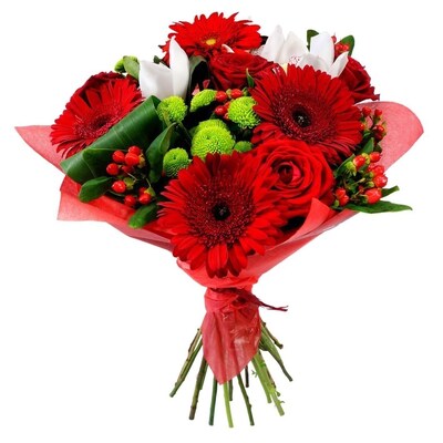 Traditional Bouquet with Red Blooms