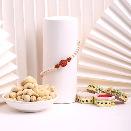 95909_Rudraksha Rakhi With Cashew Dry Fruit