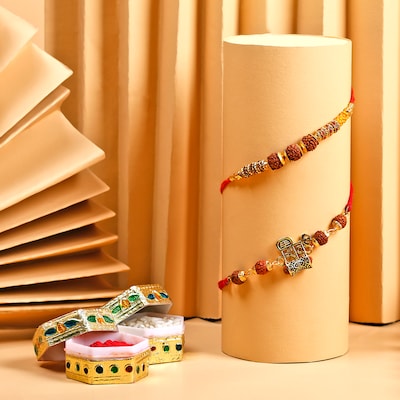 Holy Rudraksha Rakhi Set