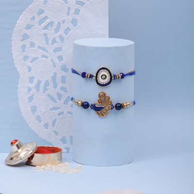 Shimmering Blue Pearl Rakhi