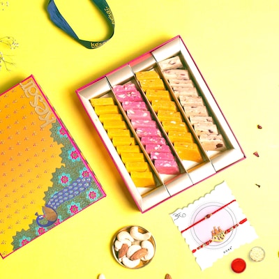 Ram Rakhi Set with Flavorful Kaju Katli Box