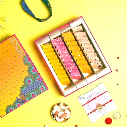 Buy Ram Rakhi Set with Flavorful Kaju Katli Box
