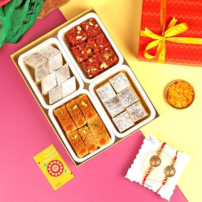 Couple Rakhi with Classic Sweets Box