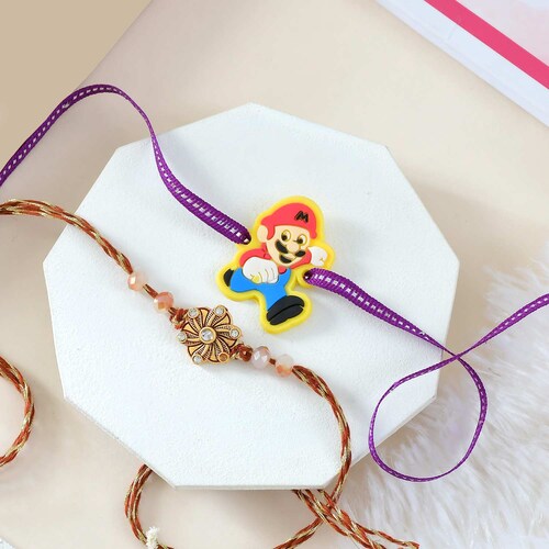 Buy Mario Rakhi with Brown Thread Rakhi