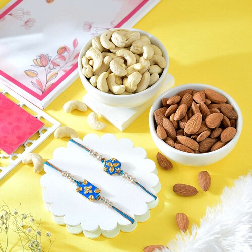 Buy Nutritious Dryfruits with 2 Rakhis